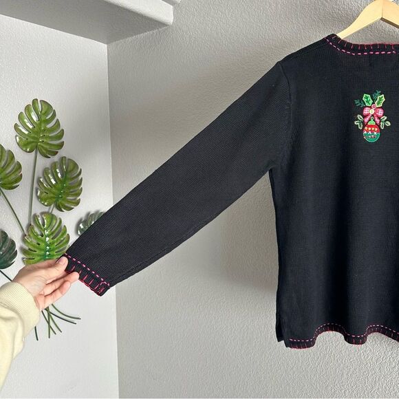 NWT Light Up Quacker Factory Sweater Black Pink Ugly Christmas Tree Size Large - Picture 6 of 9